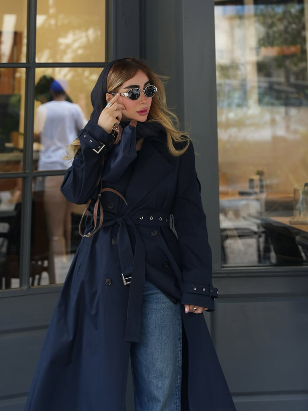 ترنچ کت زنانه بلند ضد آب مدل پانچ
