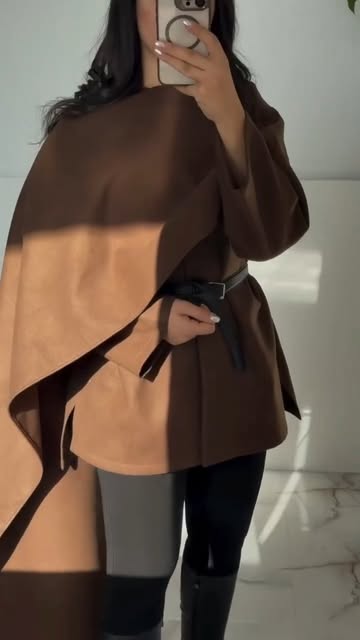 پانچو زنانه مزونی شال دار