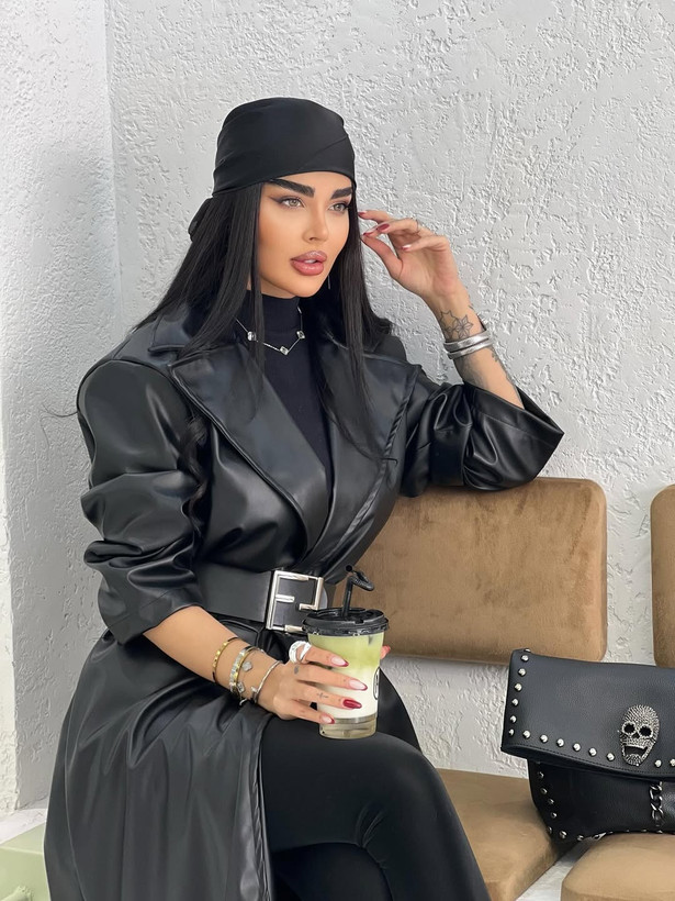 پالتو زنانه مزونی چرم مدل پاییز