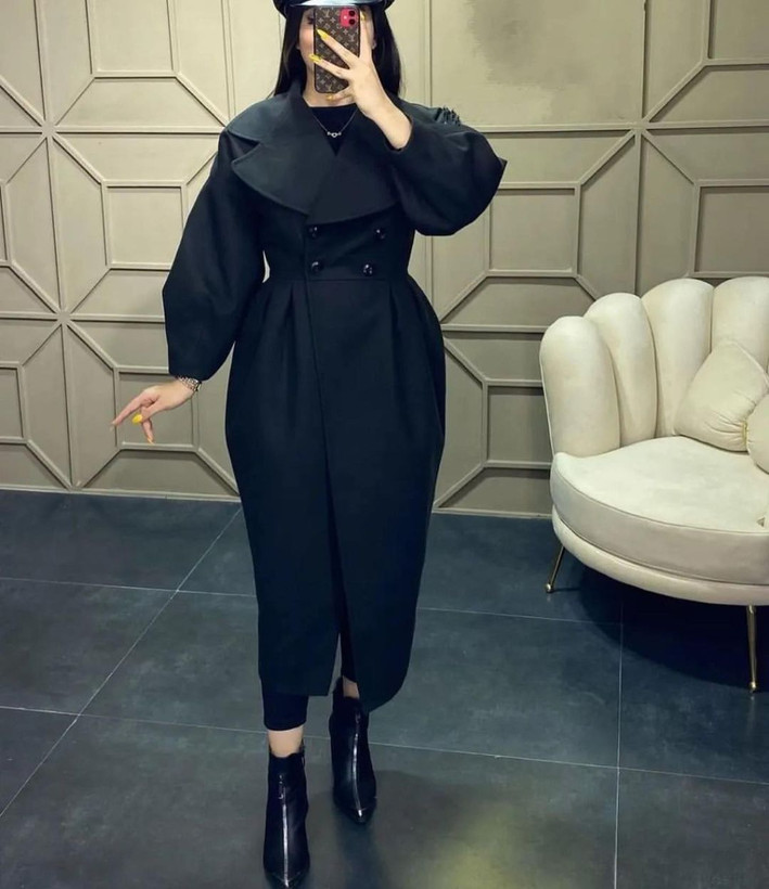 پالتو زنانه مزونی در جنس فوتر کوبیده دورو اورجینال مدل یگانه