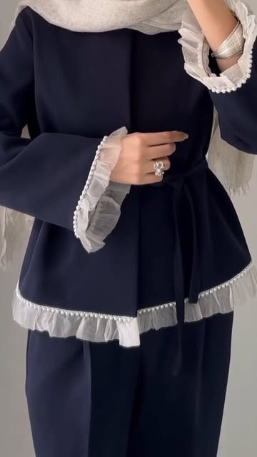 ست کت شلوار زنانه مزونی مدل مروارید۲