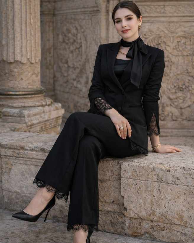ست کت شلوار زنانه مزونی مدل ترلان
