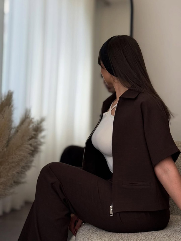ست بامبرشرت و شلوار مزونی مدل شروین